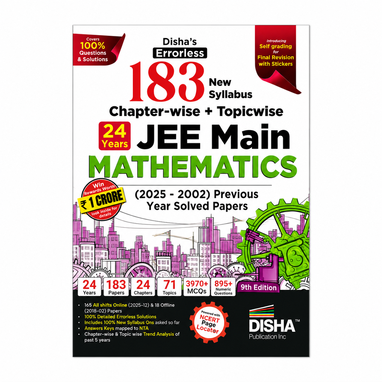 183 New Syllabus Chapter-wise and Topic-wise JEE Main Mathematics Previous Year Solved Papers (2025–2002), 24 Years, 9th Edition by Disha Publication.