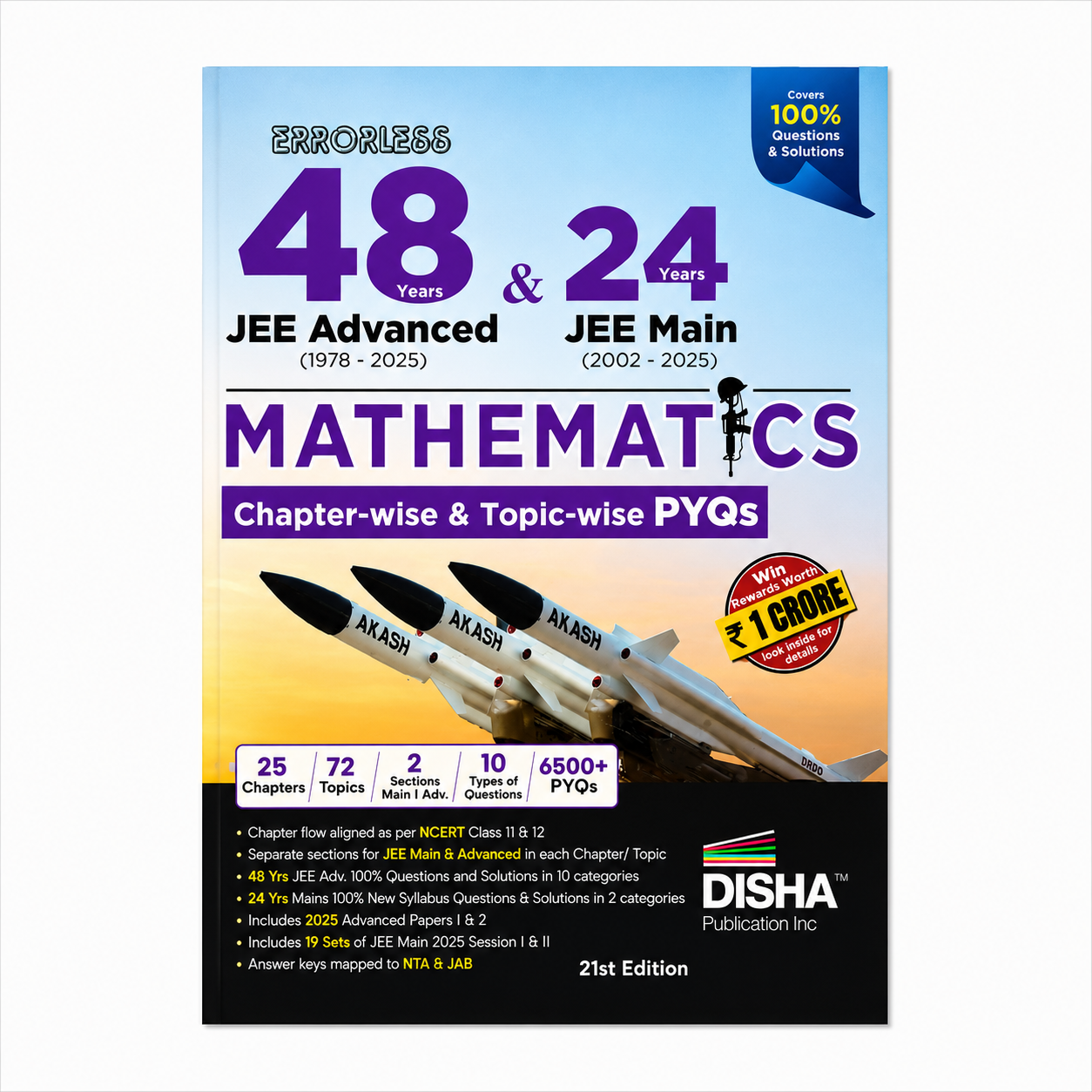 Errorless 48 Years JEE Advanced and 24 Years JEE Main Mathematics Chapter-wise & Topic-wise Previous Year Questions (PYQs), 21st Edition by Disha Publication.