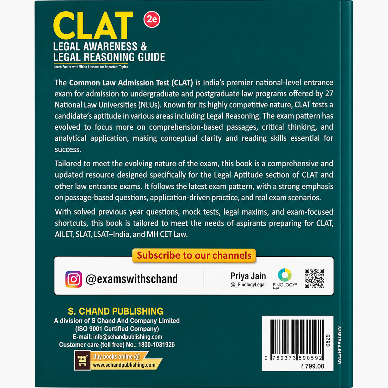 CLAT Legal Awareness & Legal Reasoning Guide (2nd Edition) | Priya Jain | S. Chand | Complete CLAT Preparation Book - Image 3