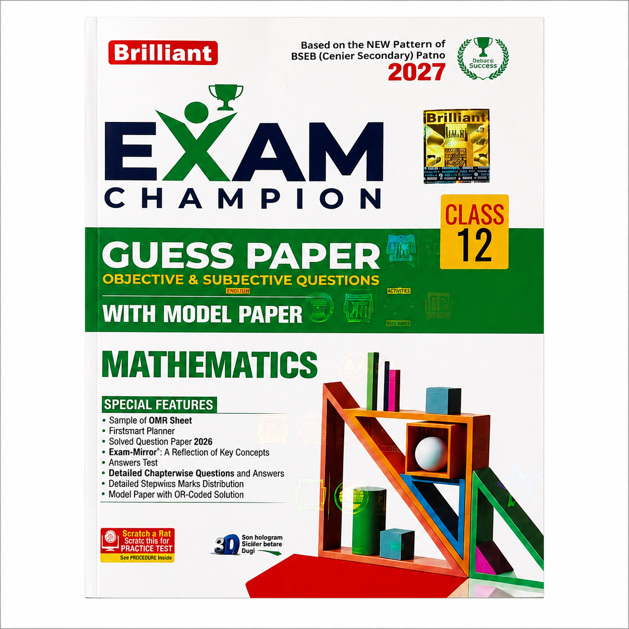 Brilliant Exam Champion Guess Paper Mathematics Class 12 for BSEB Senior Secondary Exam 2027 with objective and subjective questions and model paper